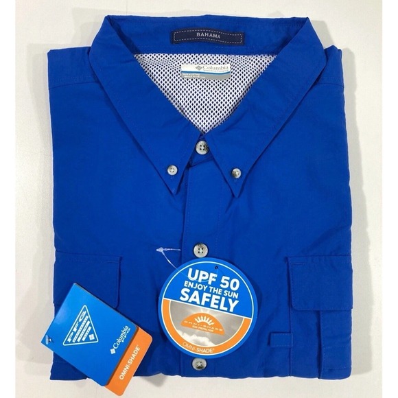 COLUMBIA 5X PFG Bahama Short Sleeve Button Shirt Vivid Blue Men's Big & Tall NEW - Picture 1 of 11
